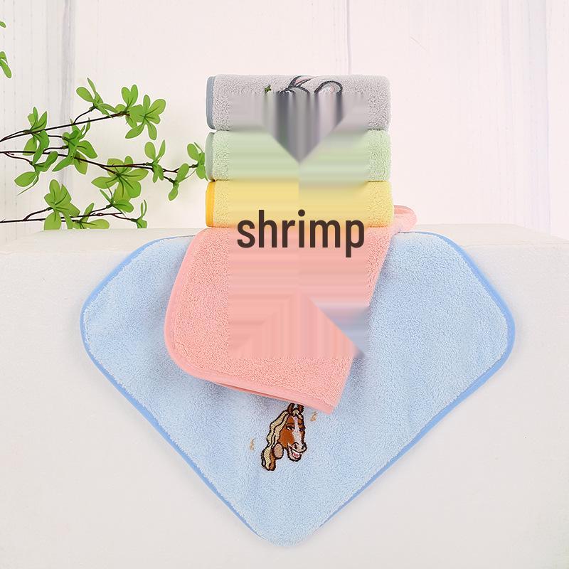 Cartoon Rabbit & Fox Embroidered Coral Fleece Towel for Kids - Absorbent & Quick-Drying