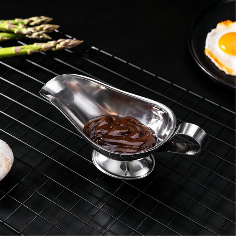 Stainless Steel Spice Gravy Container Heat Resistant Non-Toxic 1Pcs Sauce Boat Ketchup Seasoning Cup for Daily Dining
