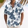 Men's Trendy Artistic Floral Print Short Sleeve Shirt, Casual Vacation Style Lapel Button-down Top, Perfect for Daily Outings & Beach Wear