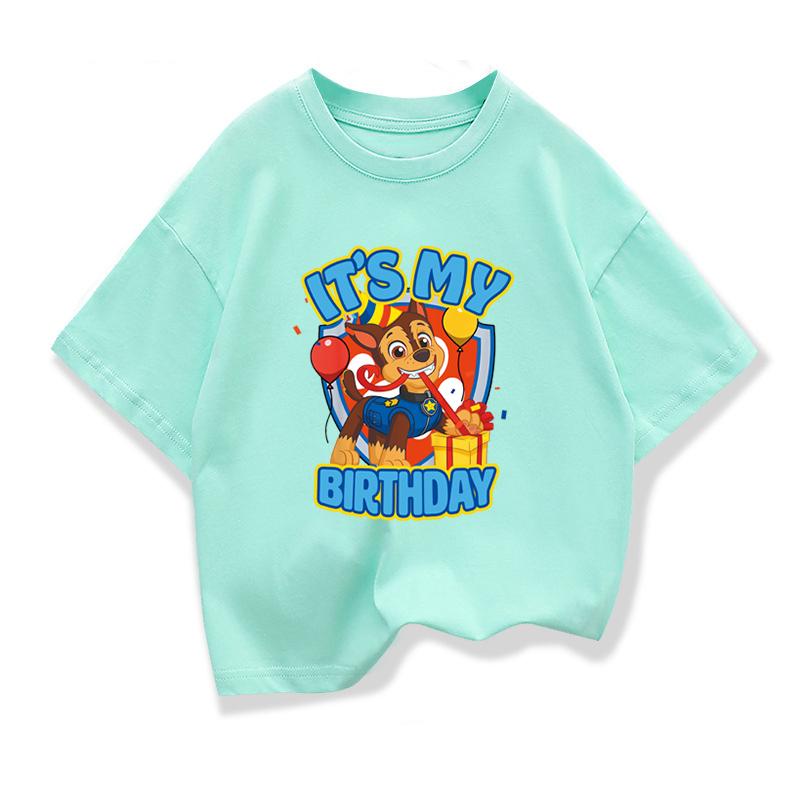 Paw Patrol Kids Tshirts Boys T-Shirt Tees Girls Birthday Party T Shirt with Clothes Kids Fashion Tops Tshirt Kids Birthday Gifts