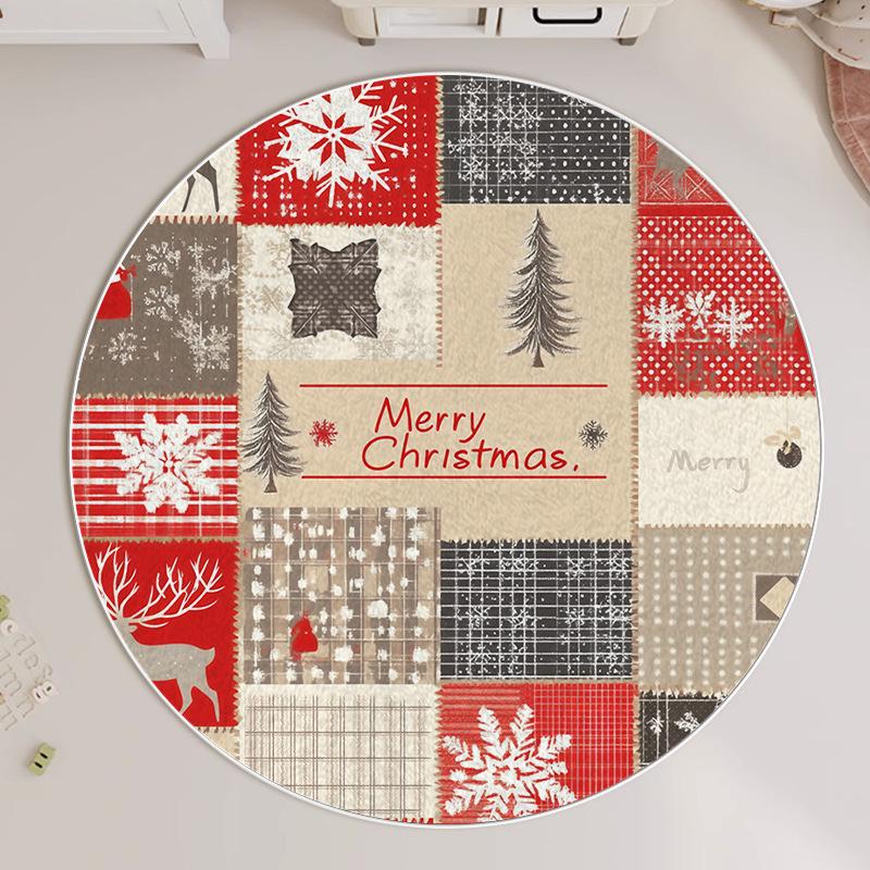Christmas Round Carpet Atmosphere Washable Dirt Resistant Full Spread Sofa Coffee Table Blanket Christmas Tree Festive Decoration Mat