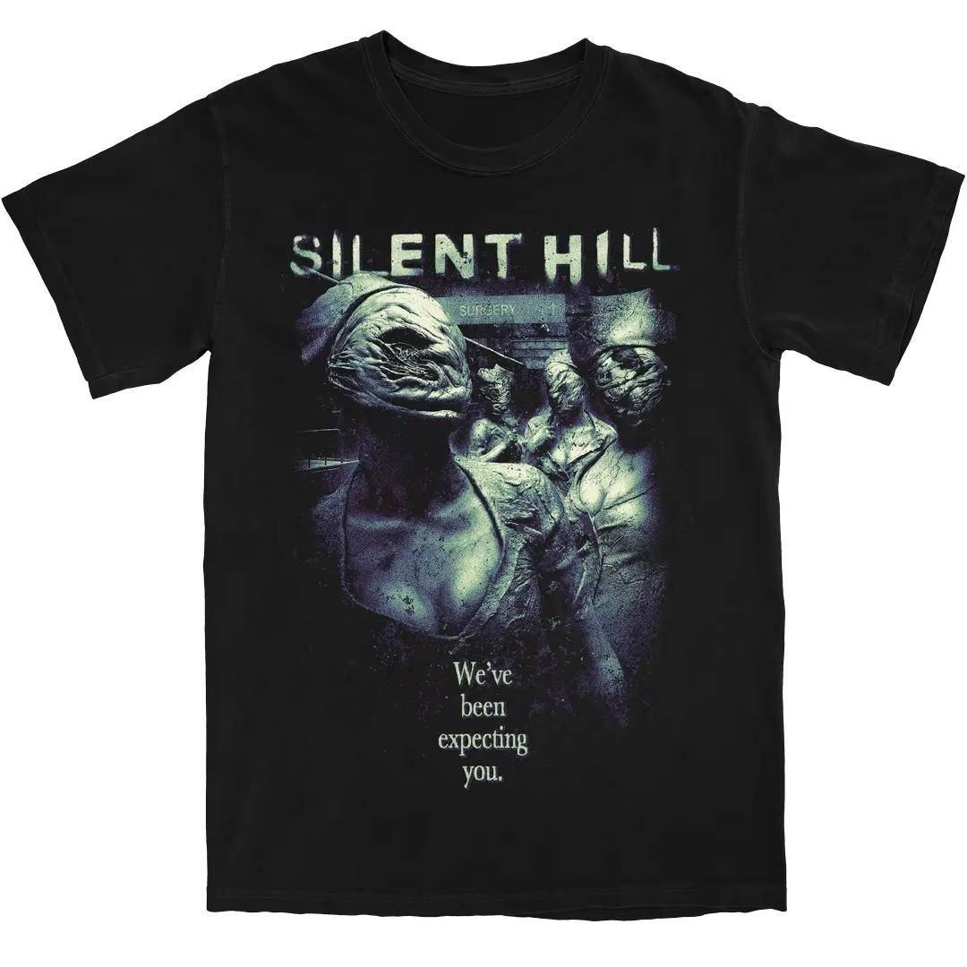 

Silent Hill 23 game black retro game Tshirt casual shortsleeved loose Tshirt pure cotton springsummer new couple shirt S