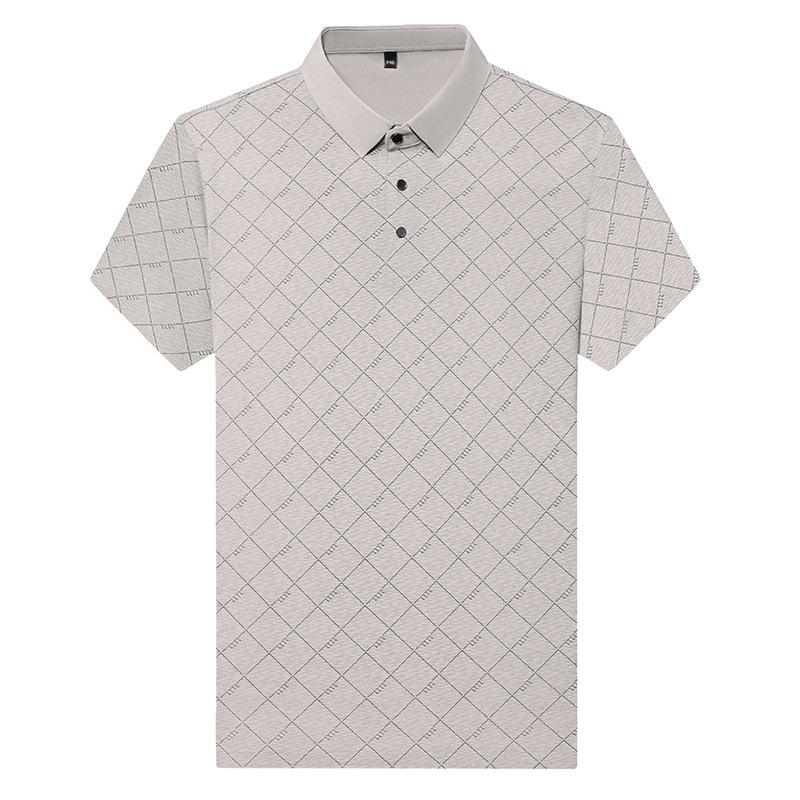 Short Sleeve Polo Shirt Men'S Ice Silk Business Lapel T-Shirt Breathable Bottom Shirt