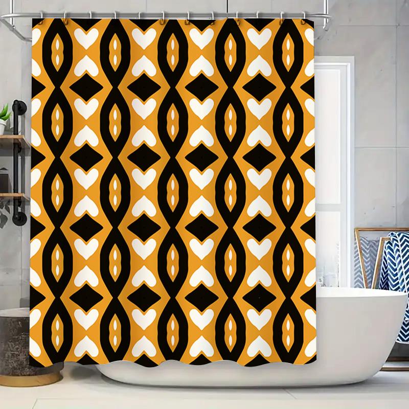 

Gold Black White Shower Curtain With Geometric Patterns For Bathroom Decor Modern Bath Mat Set By Taurusduan Home Decoration W60H190(CM)-1 Pcs