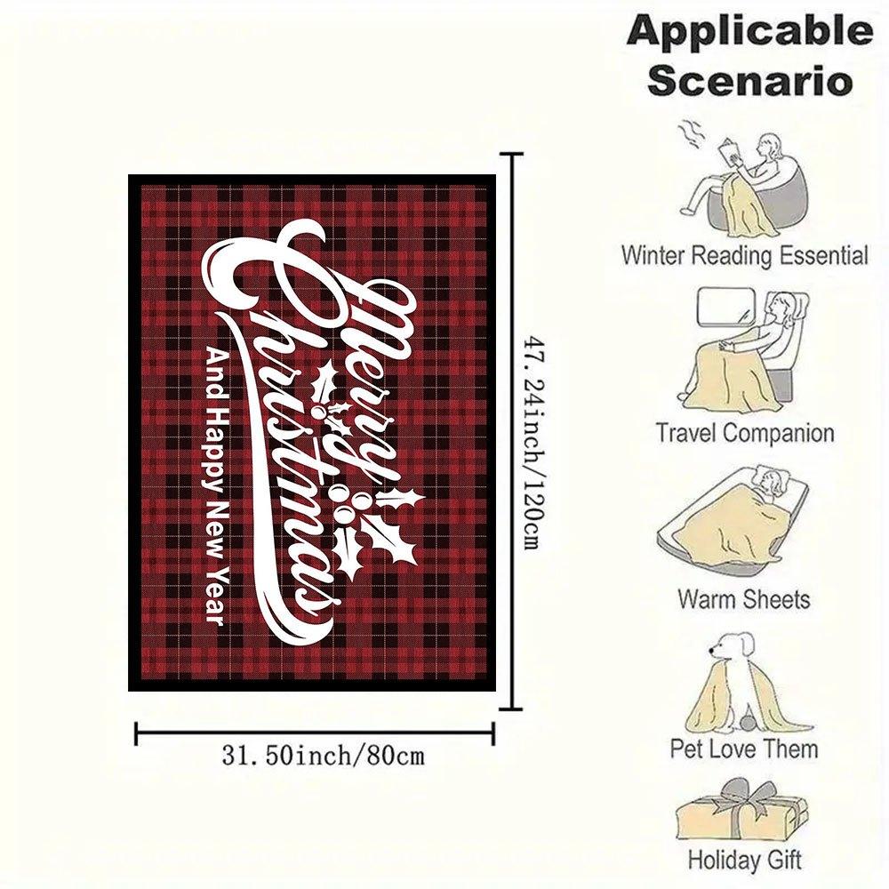 Christmas Greeting Card Plaid PatternBlanket Flannel Throw Blanket for Sofa, Bed, Travel, Camping, Office, Couch, Chair, And Bed Gift for Ch