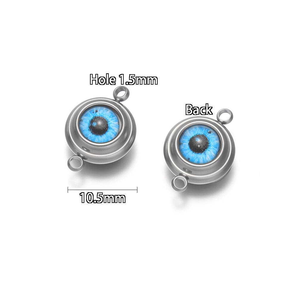 10 Stück Edelstahl 10mm Blaue Augen Abstandshalter Anhänger für DIY Boho Schmuckherstellung Halsketten Zubehör Armband Ohrringe Verbinder