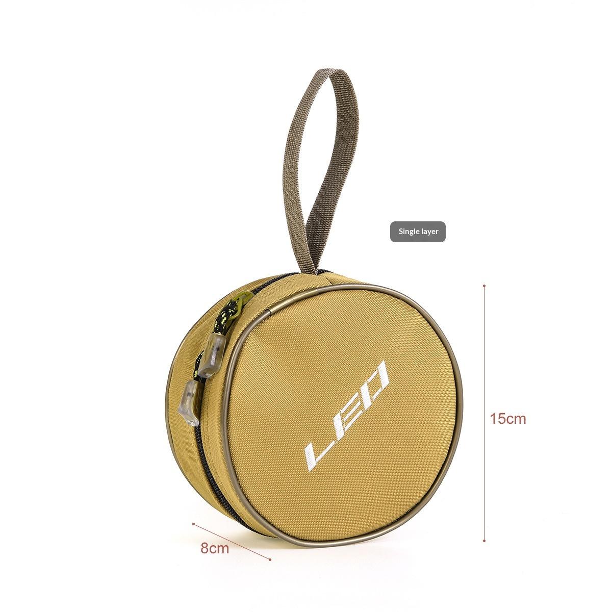 

Canvas Round Fishing Reel Bag, Durable Storage Organizer for Tackle Tool Pouch, Versatile Single/Double Layer Fishing Gear Case