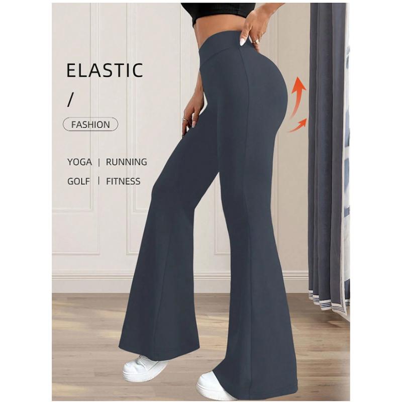 Kvinner Micro Flared Shark Bukser Leggings Slanke Yoga Bukser Kvinner Høy midje Brede beinbukser Gym Sport Utsvingede bukser Dansebukser