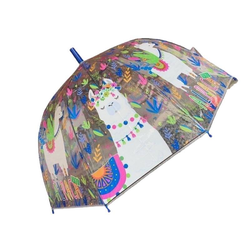 Ombrello Trasparente Manico Lungo Unicorno per Bambini - Carino Design Cartoon per l'Asilo