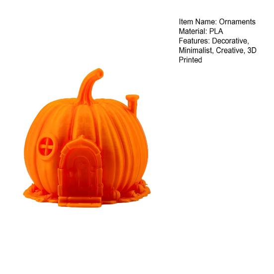 Retro Style Pumpkin Home Accents 3D Printed House Ornament for Halloween, Miniature Fairy Tale Cabin Creative Halloween Party Table Centerpiece