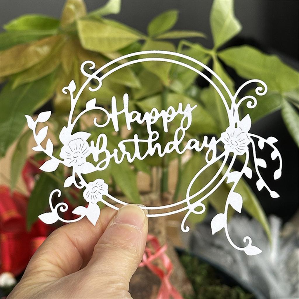 Wreath Cutting Dies for Photo Journal Scrapbooking Card Decorations Embossing Stencils Happy Birthday Die Cuts