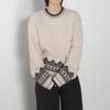 Women's Warm Autumn/Winter Jacquard Knit Wool Sweater - Round Neck, Loose Fit, Slimming Base Layer Outerwear