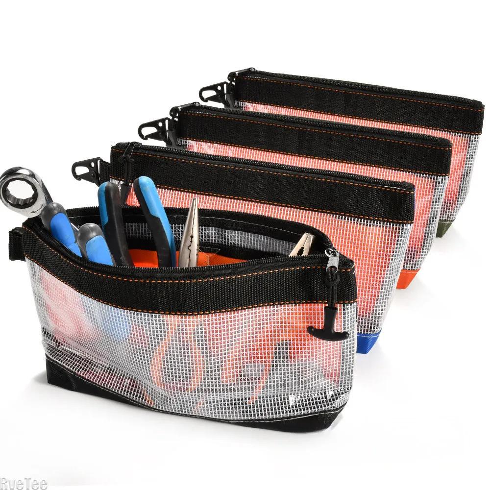 Transparent PVC Waterproof Storage Bag with Zipper Anti-static Hardware Tool Pouch Portable Parts Packaging for Electrician