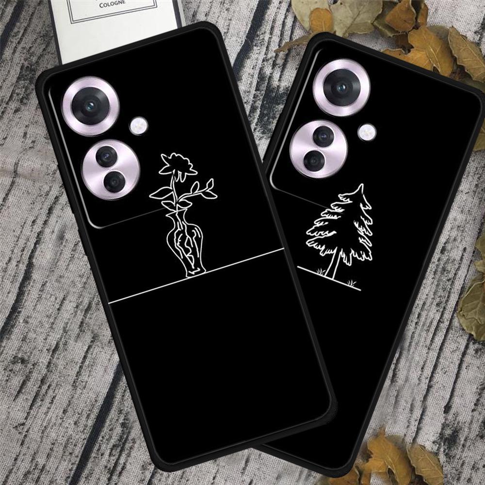 Reno 11F F25 Pro 5G Schwarze TPU Weiche Handyhülle, Einfaches Linien-Design