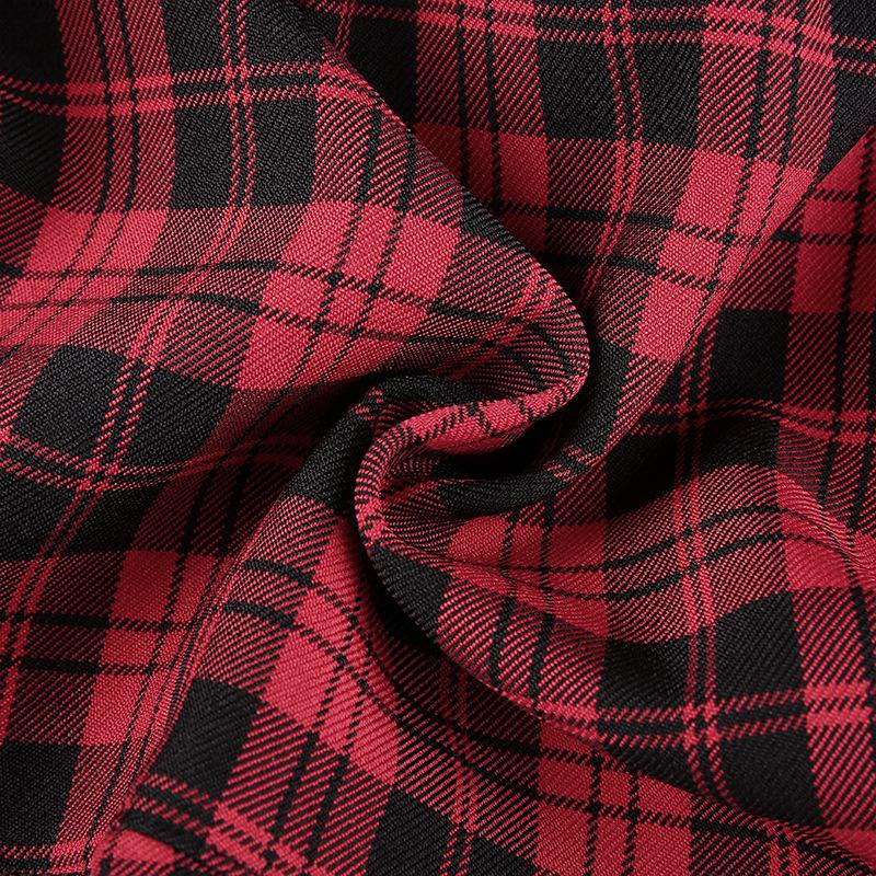 Women Aline Y2k Gothic Plaid Mini Dresses Grunge Punk Bandage Skinny Emo Party Dress Short Sleeve Summer Streetwear