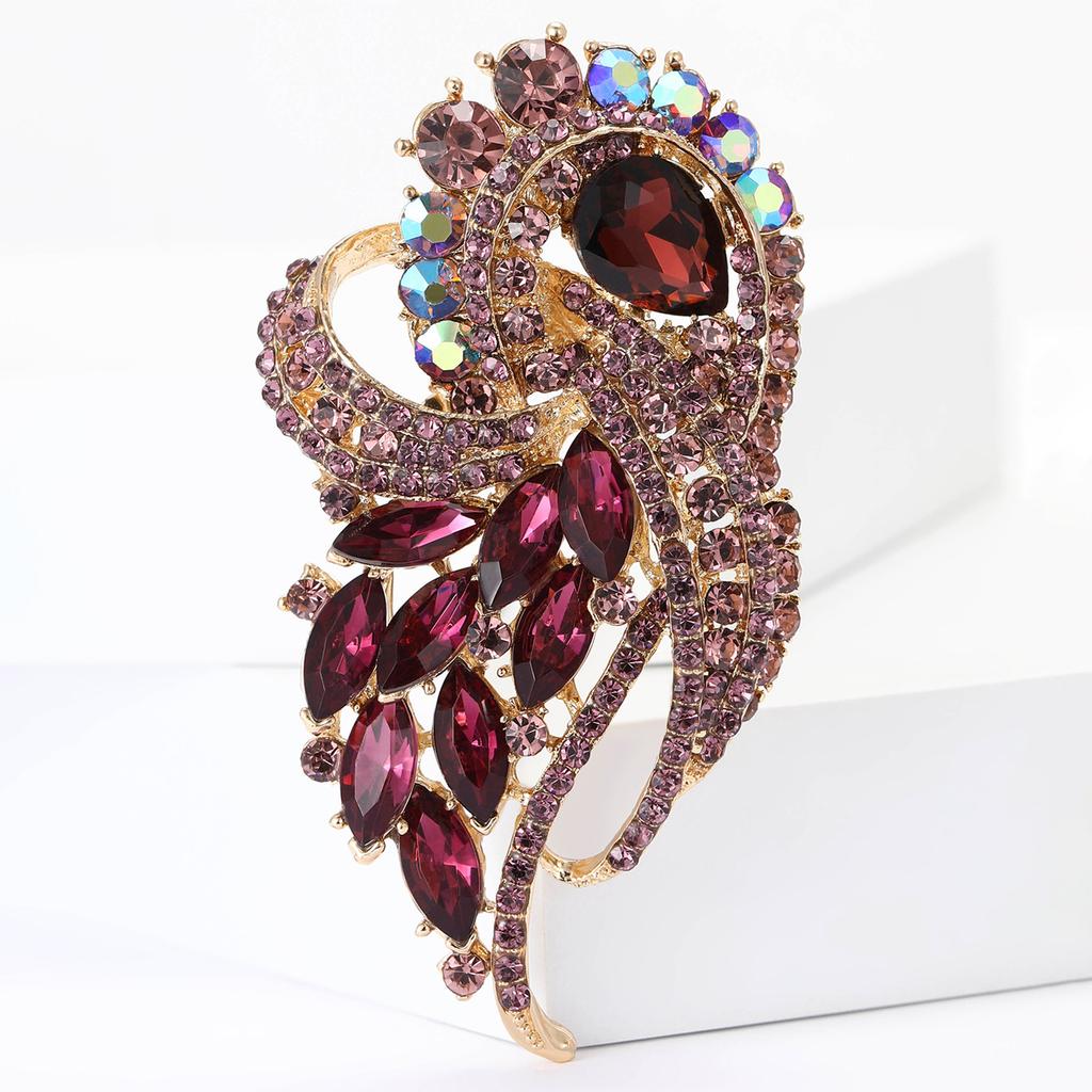 Vintage Style Flowers Cluster Brooch Pin Rhinestone Crystal Woman Corsage Party Gift Jewelry Accessories