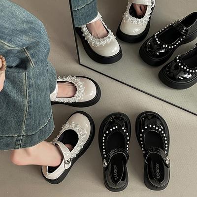 British Style Pearl Small Leather Shoes Women's Summer Fashion Retro Buckle Japanese Jk with Skirt Platform Mary Jane Single Shoes