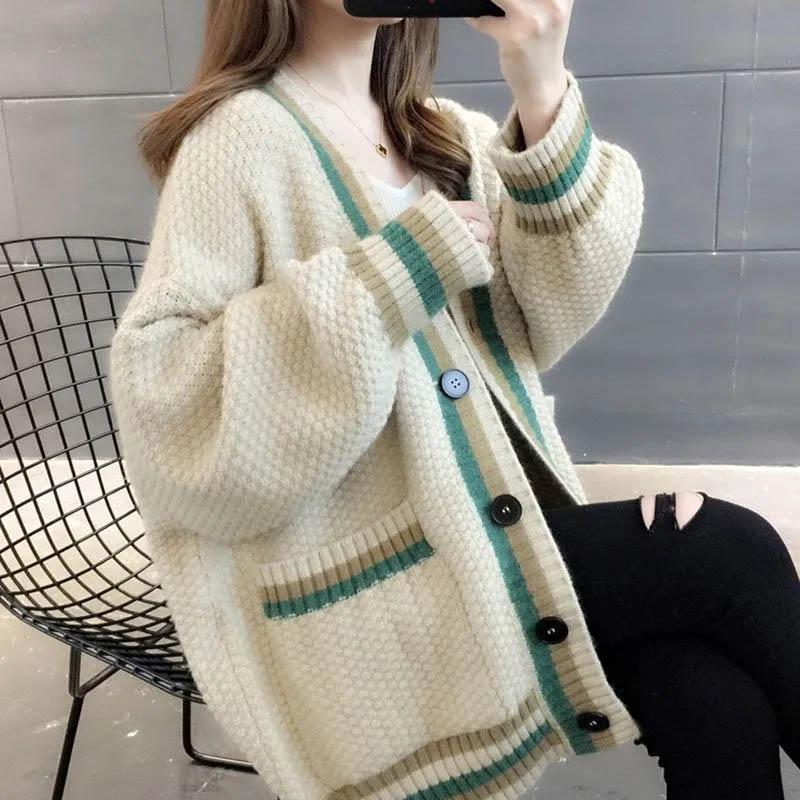 Sweaters Coat Cardigan for Women Stretch Thickened Loose Long Sleeve Knit Cardigan Hooded Sweaters Jacket