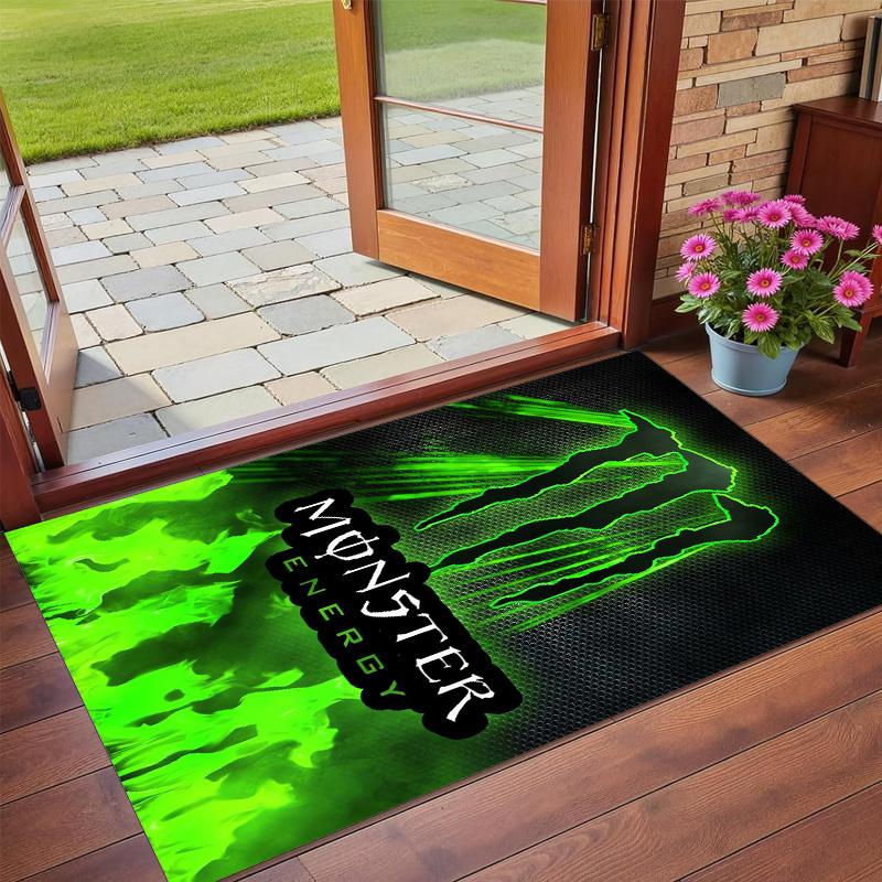 Tappeto in Peluche di Cristallo con Stampa Monster Energy Anti?Indumenti da notte?Tappeto da Pavimento Resistente per Decorazione Domestica Interna