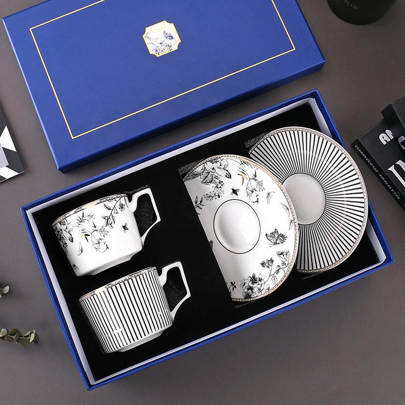 FLORIS Porcelain Afternoon Tea Set: Ceramic Gift Mug, Coffee Cup, and Western Dinner Plate in Gift Box