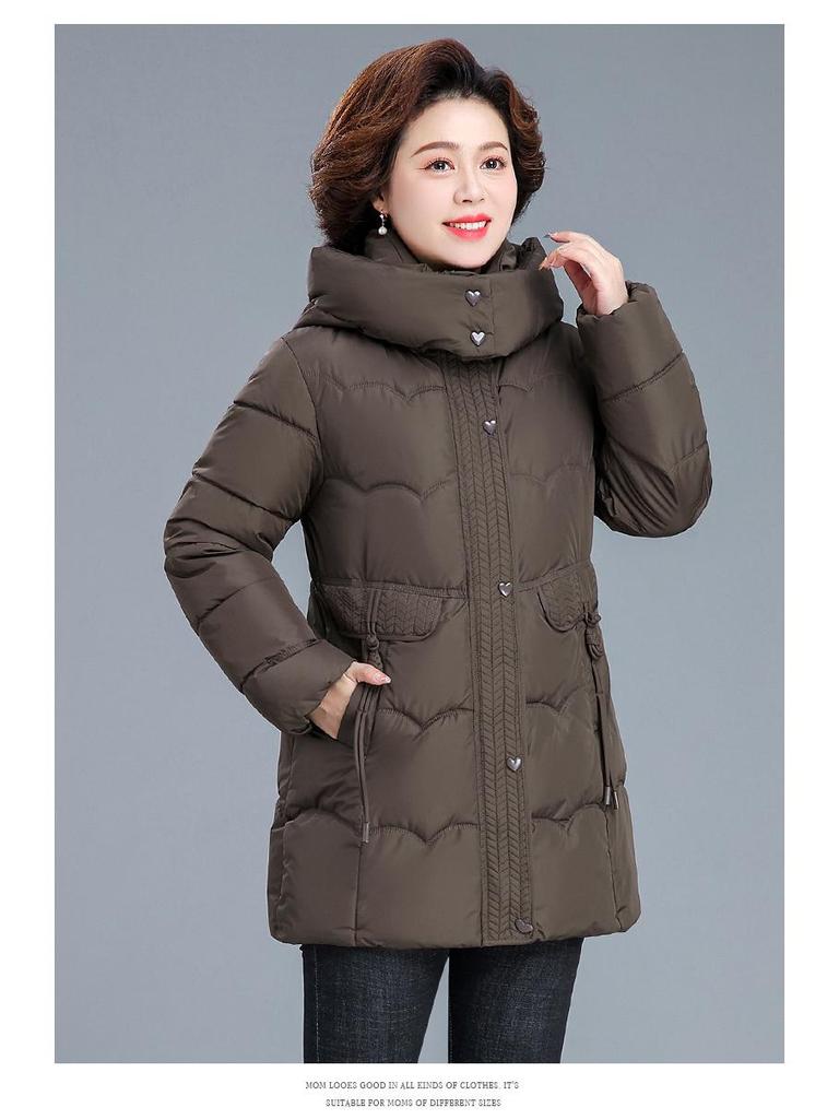 2025 Mid-Length Cotton Padded Jacket: Warm Winter Coat for Middle-Aged & Elderly Women