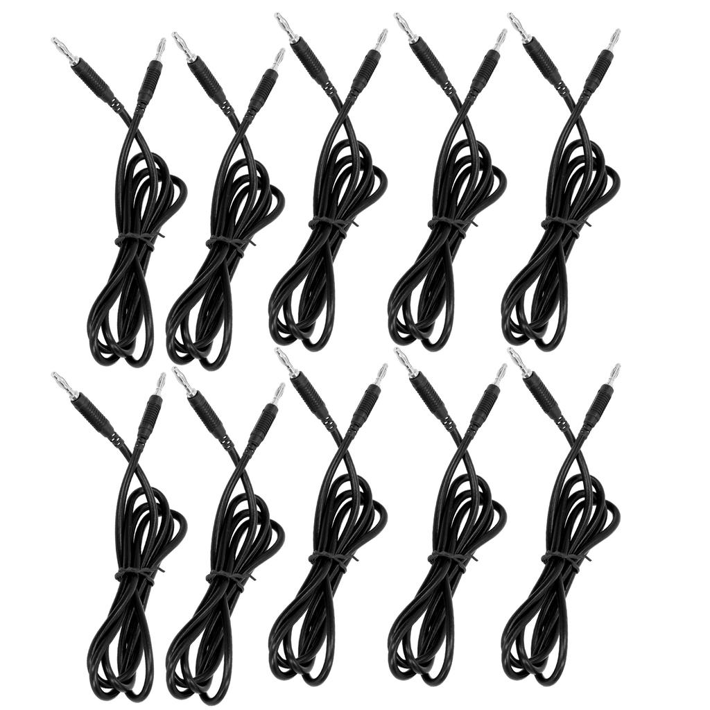 10 Sets Banana Test 4mm Male To Male Brass PA 32A 1000V Set Kit for Electricity Testing Black