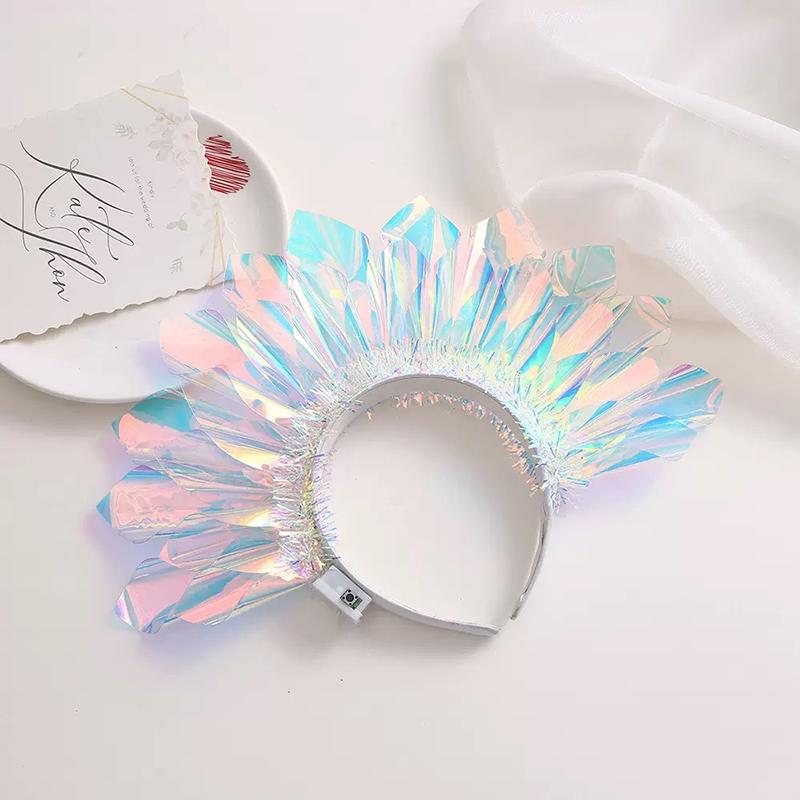 Light Up Headband Glow Crown Hair Band Rave Wedding Party Headdress Cosplay Costume Hair Accessories Luminous Head Hoop