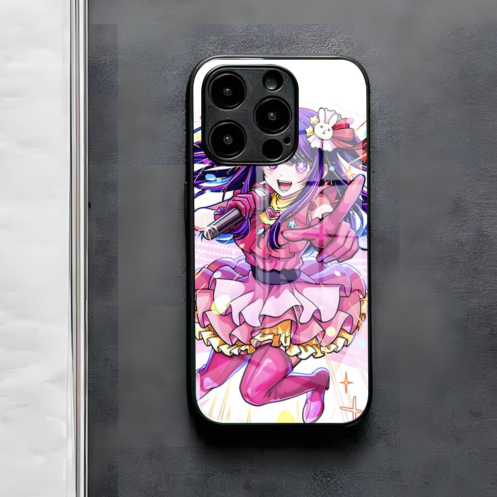 Oshi No Ko Anime Ai Hoshino Phone Case For IPhone 17 Air 16 E Pro Max 15 14 13 Mini 12 Pro 11 Max Plus Black Glass Cover