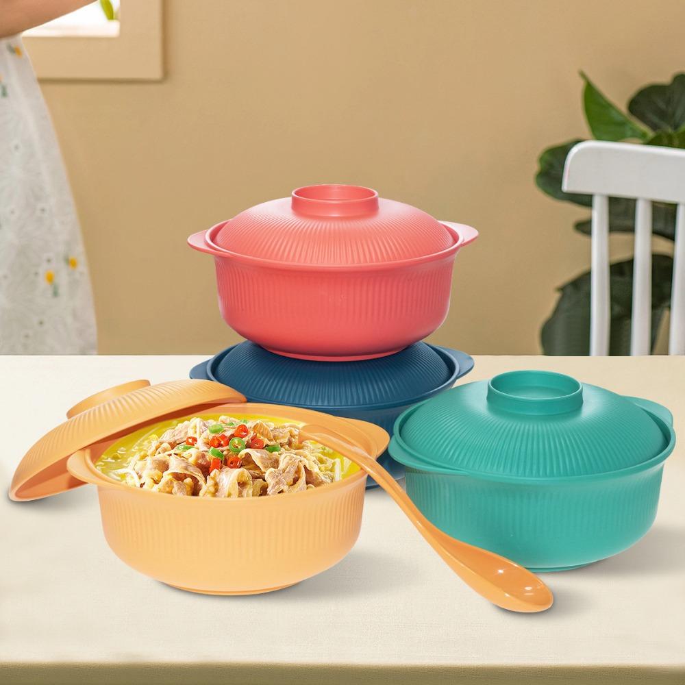 4 Set Large Capacity Salad Bowl Plastic Soup Bowl Kitchen Utensils Ramen Noodles Bowl Picnic