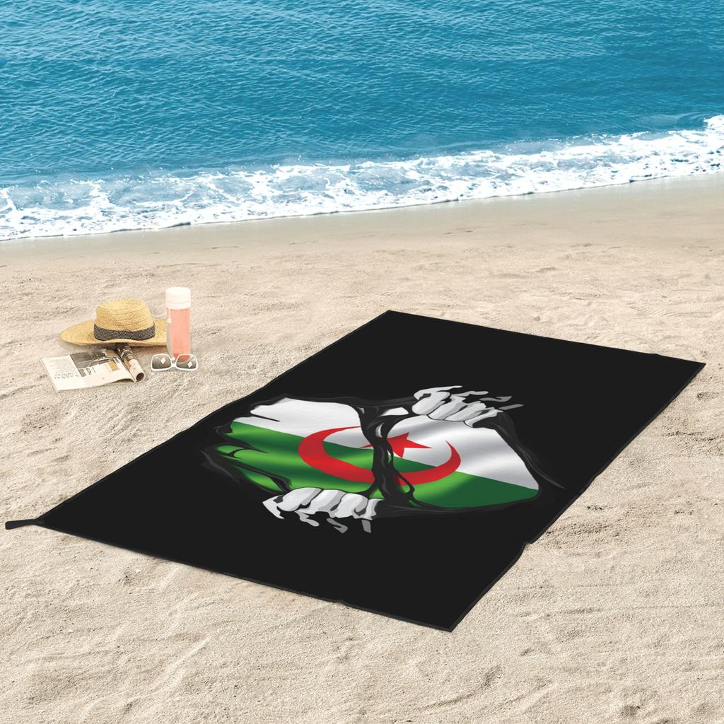 Algerian Pure Blood Flag Black Beach Towel Soft Microfiber Quick Dry Absorbent Quick Towels For Yoga