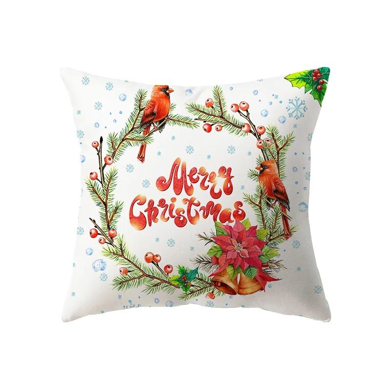 Christmas Theme Santa Claus Print Pattern Cushion Cover For Home Living Room Sofa Decoration Pillow Cover