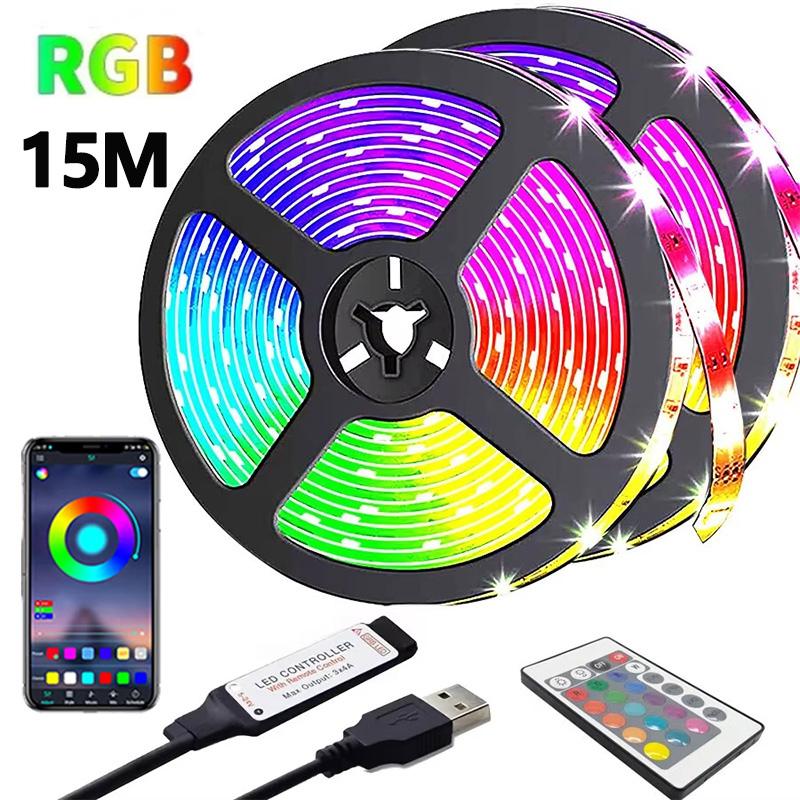 DC5V RGB LED Light Strip 1-30M USB Bluetooth Infrared 24Key Remote Control Flexible Lamp Tape For Festival Party TV Desk Bedroom