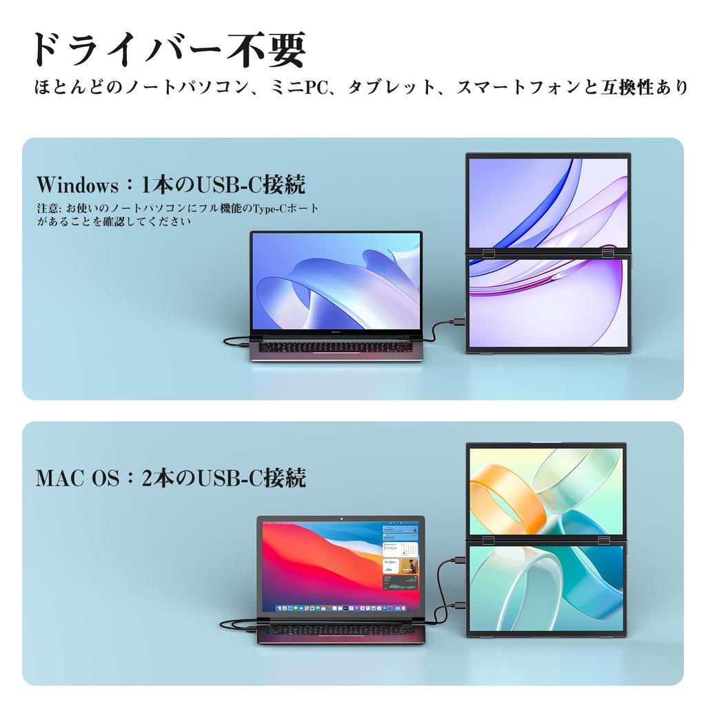 KEEPTIME Dual Mobile FHD Triple Dual Screen Foldable Dual Freestanding Compatible with Monitor, 15.6-inch, Driver-Free, 1080P, Monitor, Display,