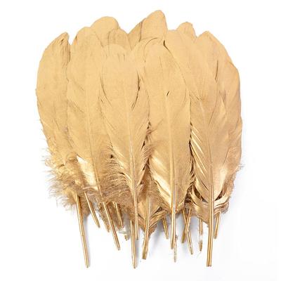 10/20 Stück in Gold getauchte Federn, natürliche Gänse-/Truthahnfedern für Hochzeit, Party, Geschenkbox, Kuchendekoration, Ballonfüller, DIY-Basteln