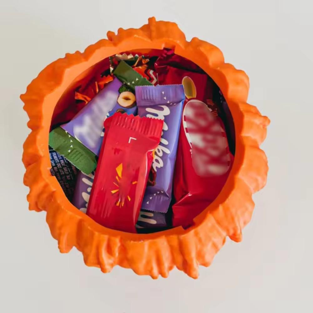 Orange Melting Halloween Pumpkin Candy Bowl With Lid Food Display Bowl Candy Holder  Haunted House