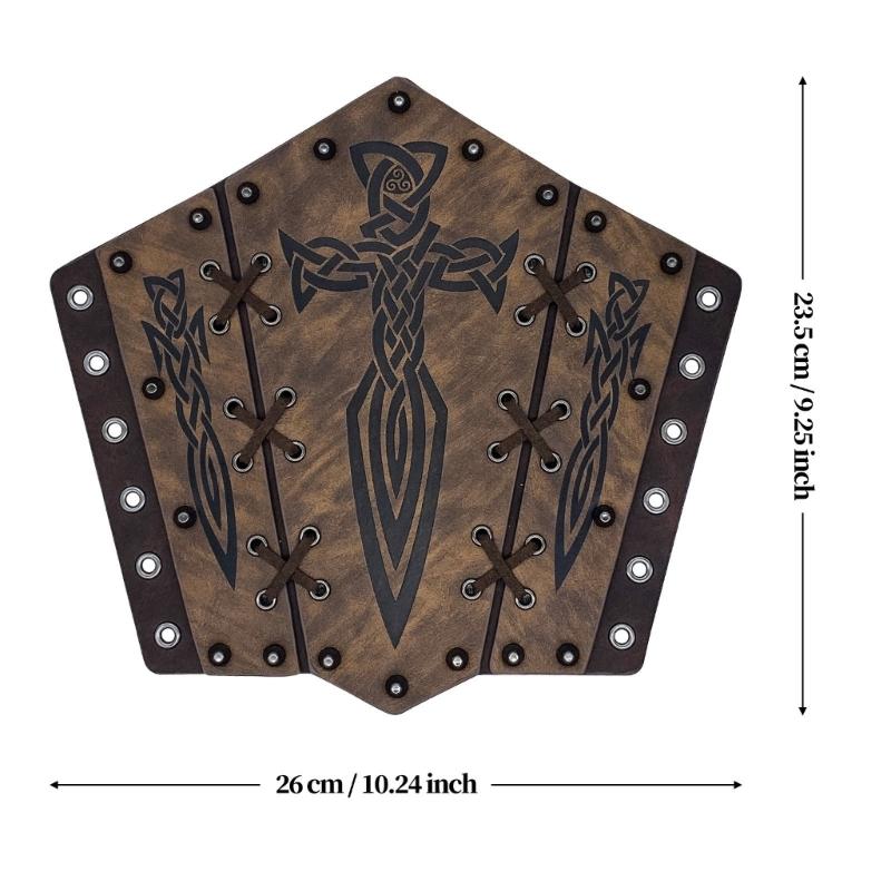 Medieval Wristband Men Cosplay Totems Embossed Bracer Gauntlet for Men Cosplay PU Wristband for Photoshoots and Stage