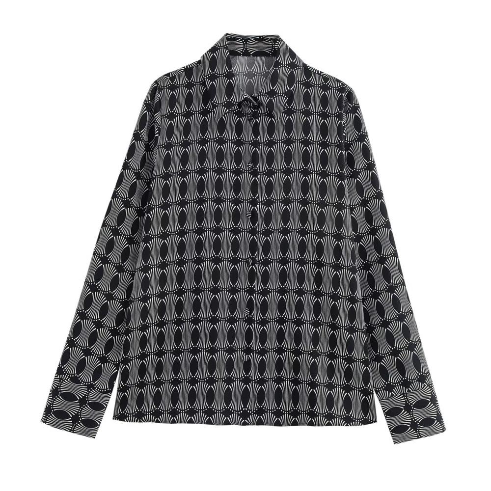 

Women s Geometric Print Shirt - 2024 Autumn/Winter Fashion XS