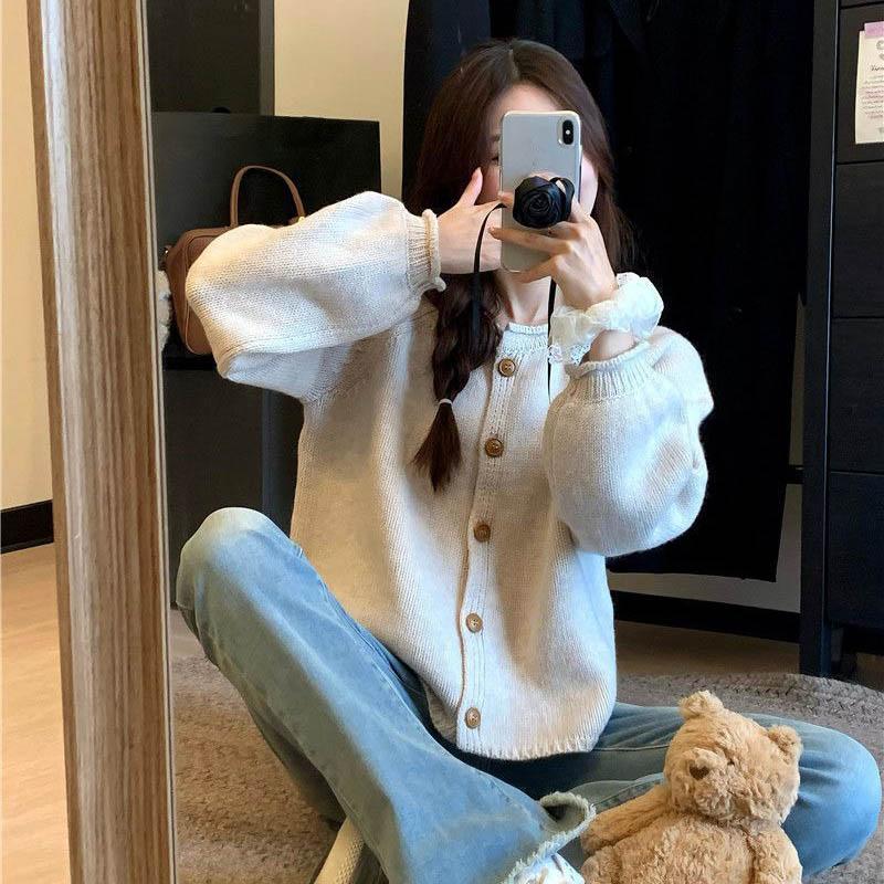 Pullover Mantel Strickjacke für Damen Locker Langärmelig Strickjacke Pullover Jacke