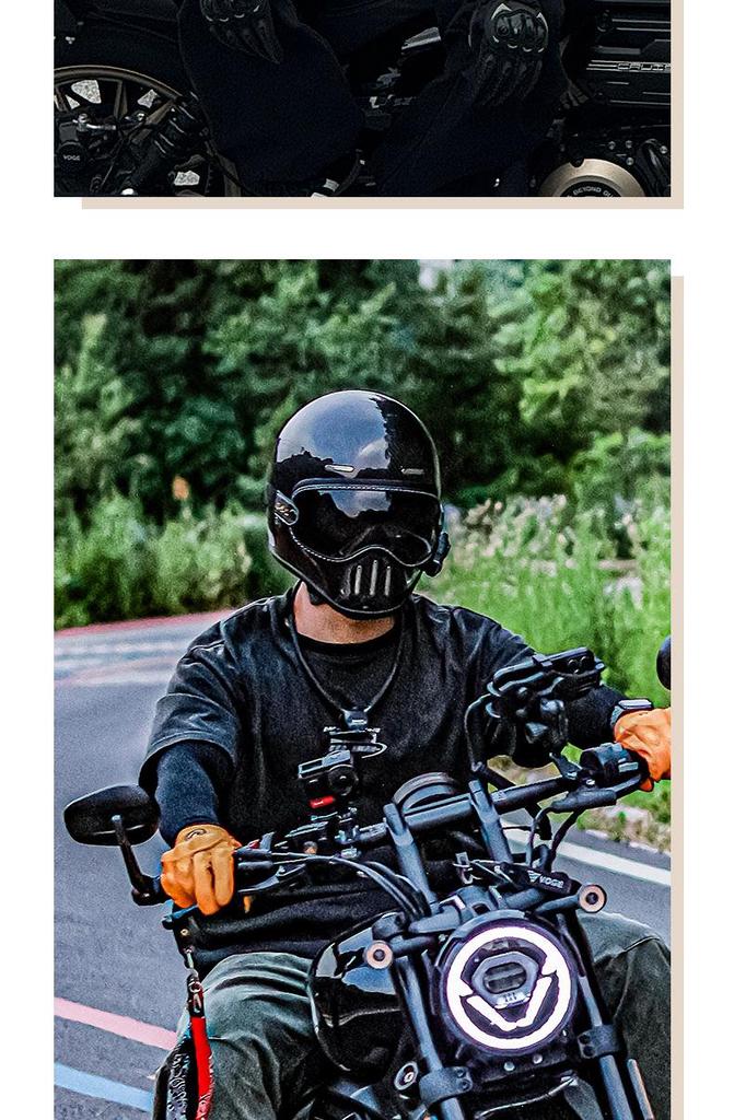 Fiberglass Retro Full Face Motorcycle Helmet for All Seasons - Unisex Winter Safety 3C Certified
