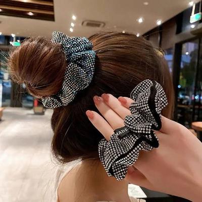 Gomas de Pelo Elásticas Brillantes con Pedrería Completa para Mujeres Niñas Adorno para Fiesta Accesorios para el Cabello Coleta Banda Elástica
