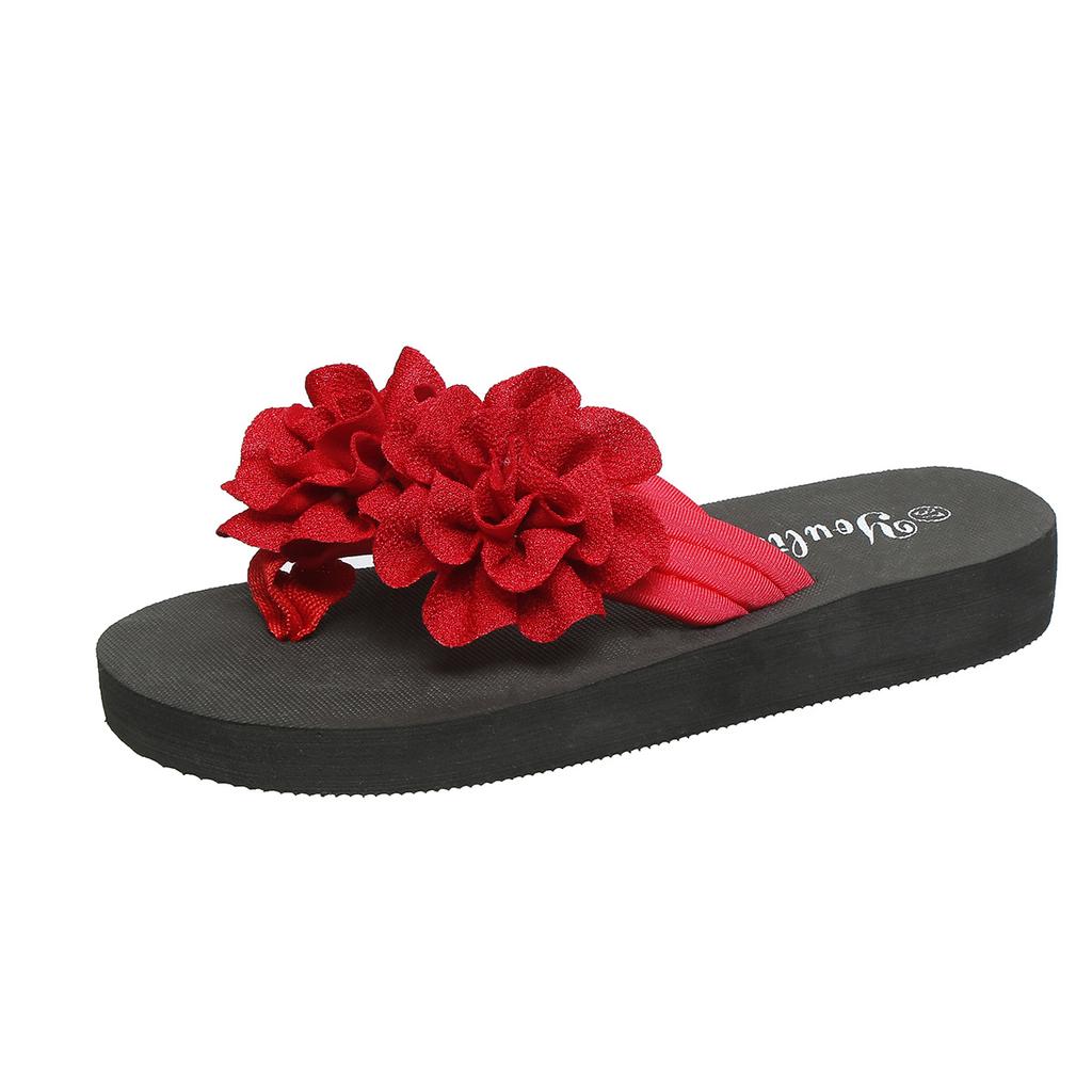Fashion Women Slippers Flower Decoration Casual Flat Slippers New Summer Sandals Outdoor Beach Shoes Women Flip-flops Home Slides Women