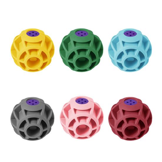 Pet Toy Silicone Ball Shape Bite-Resistant Puppy Chew Toy Relieves Boredom Grid Texture Teeth Cleaning Toy