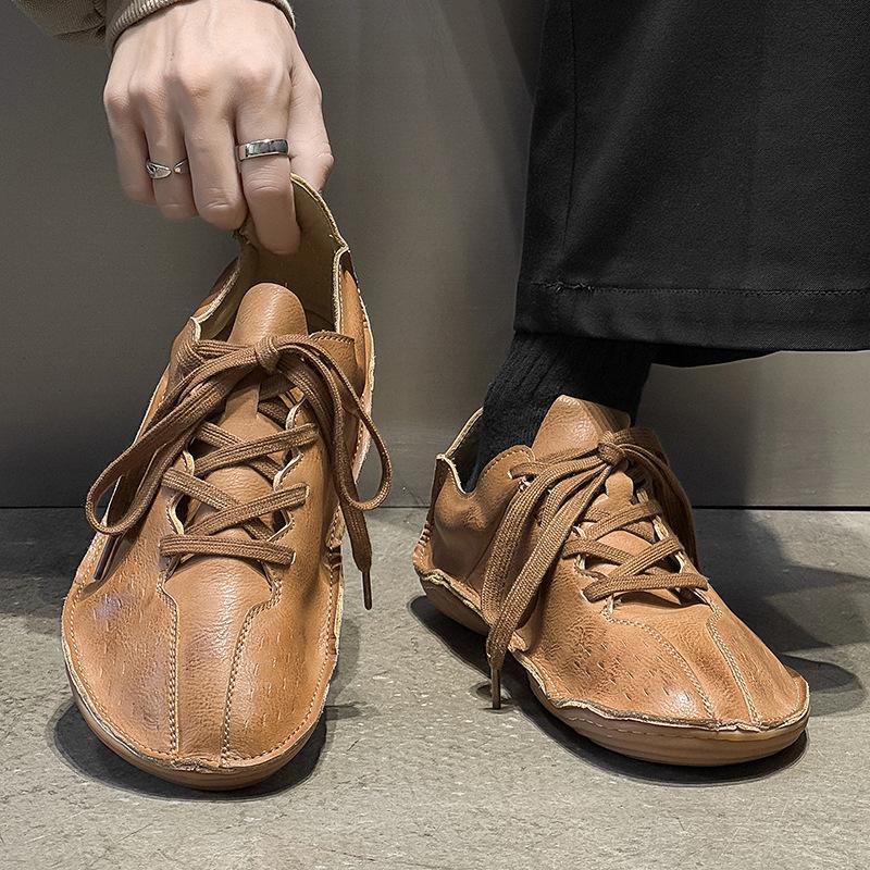 Richangde training shoes men's and women's lazy simple and versatile flat-bottomed casual lace-up shoes 25690 yellow, green-J