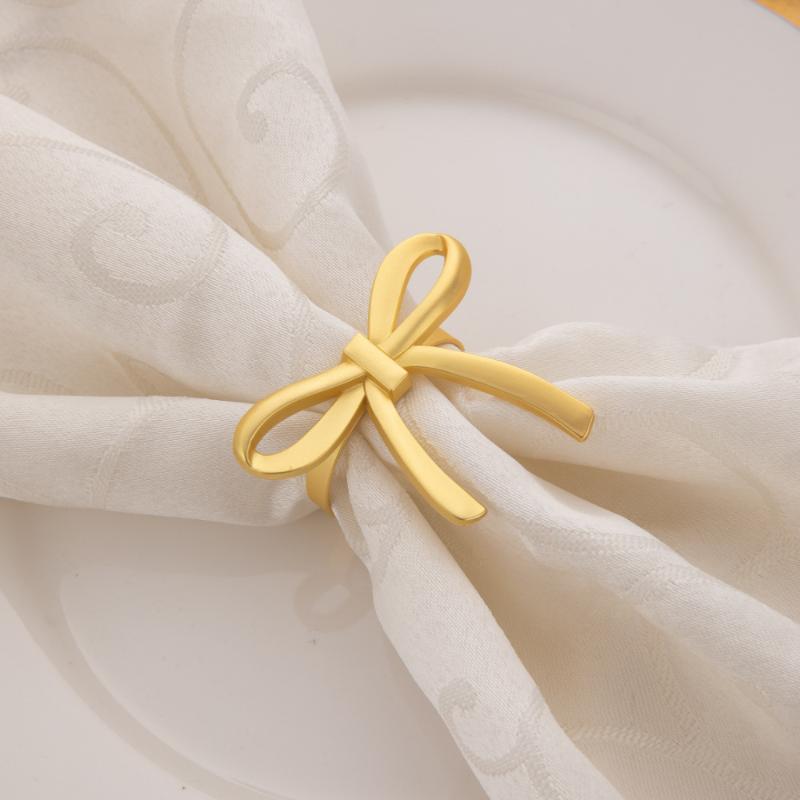 Non-deformable Bow Napkin Rings Reusable Romantic Napkin Holders for Daily Dining Formal Event Table Decor