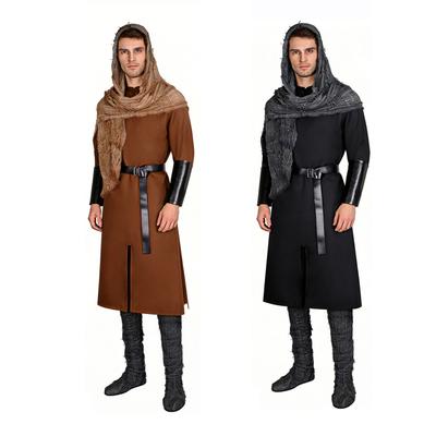 Men Medieval Renaissance Knight Cosplay Costume Robe Medieval Renaissance Knight Dress Up Accessories Set For Halloween