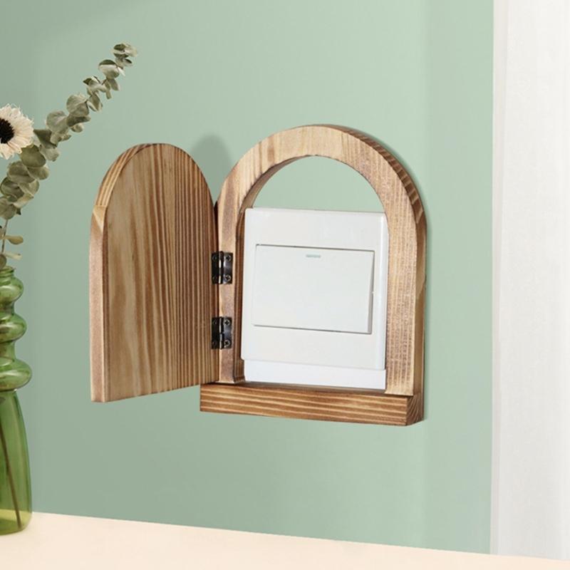 Dustproof Electrical Outlet Cover Wooden Switches Plate Protectors Universals Fit for Home Decoration