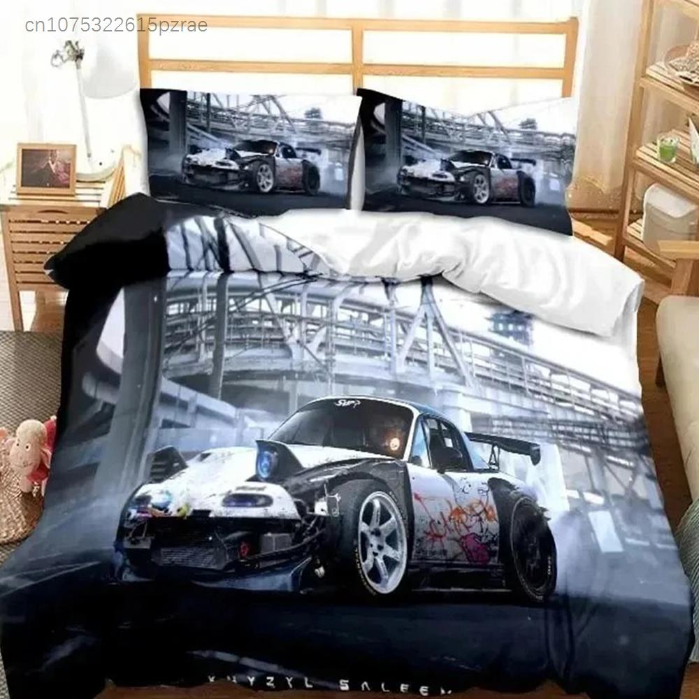 Drift Cars Cool Racing Car Bedding Set Single Twin Full Queen King Size Bed Set Adult Boys Bedroom 3D Print Men Boys Gift