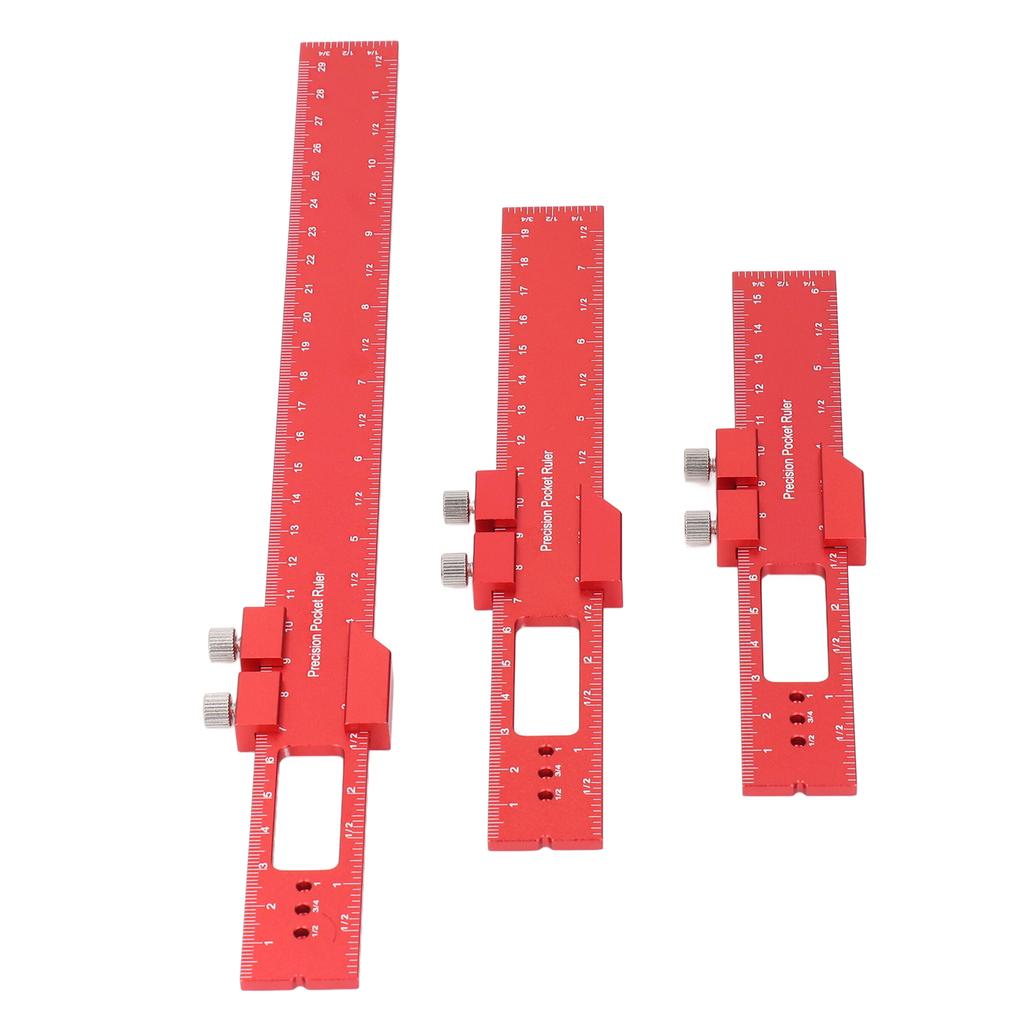 3PCS Woodworking Ruler Adjustable Slider Angle Gauge Aluminum Pocket Ruler for Marking Locating