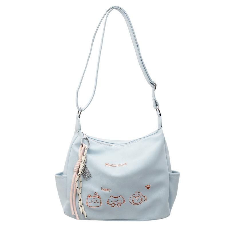 Small Fresh and Sweet Messenger Bag Women's Large-capacity Soft Leather Texture Casual Shoulder Bag Cute Flower Foreign Tote Bag