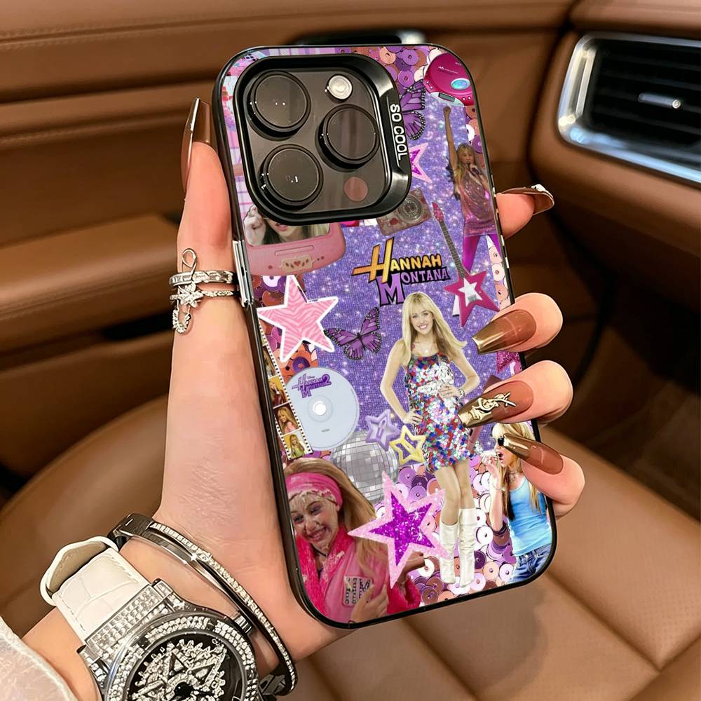 HM Hannah M-Montana For iPhone 17 16 15 14 13 12 11 Pro Max XS  17 Air Silicone Colored Silver Bumper Cover